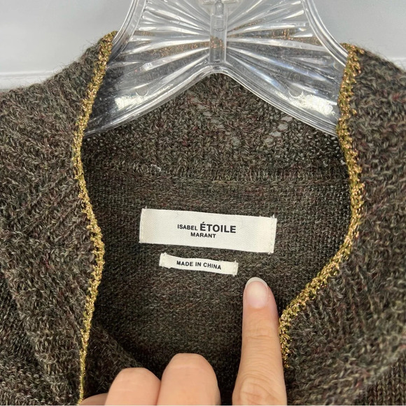 Isabel Marant Etoile Argyle Metallic Scalloped Wool Blend Knit Winter Sweater 38 - Picture 4 of 7